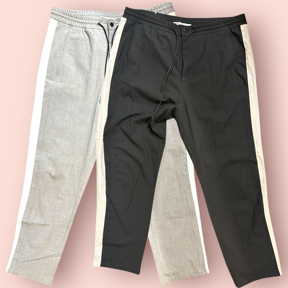 ZARA Men’s Tapered Track Pants Bundle – Size Medium (2 Pairs)